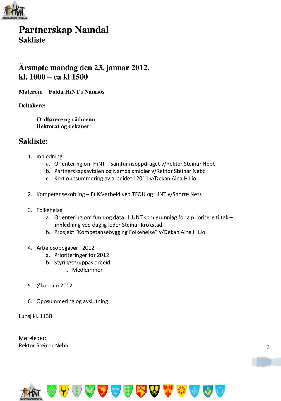 Kompetansekobling Et KS-arbeid ved TFOU og HiNT v/snorre Ness 3. Folkehelse a. Orientering om funn og data i HUNT som grunnlag for å prioritere tiltak innledning ved daglig leder Steinar Krokstad. b.