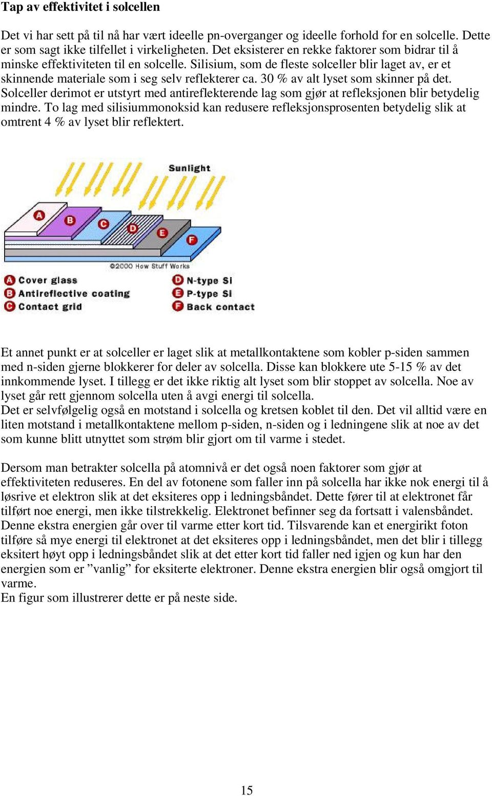 3 % av alt lyset som skinner på det. Solceller derimot er utstyrt med antireflekterende lag som gjør at refleksjonen blir betydelig mindre.