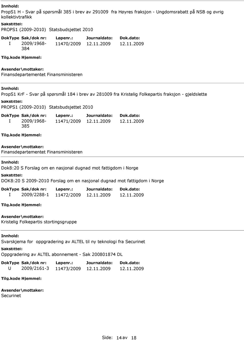 11471/2009 Finansdepartementet Finansministeren Dok8:20 S Forslag om en nasjonal dugnad mot fattigdom i Norge DOK8:20 S 2009-2010 Forslag om en nasjonal dugnad mot fattigdom i Norge 2009/2288-1