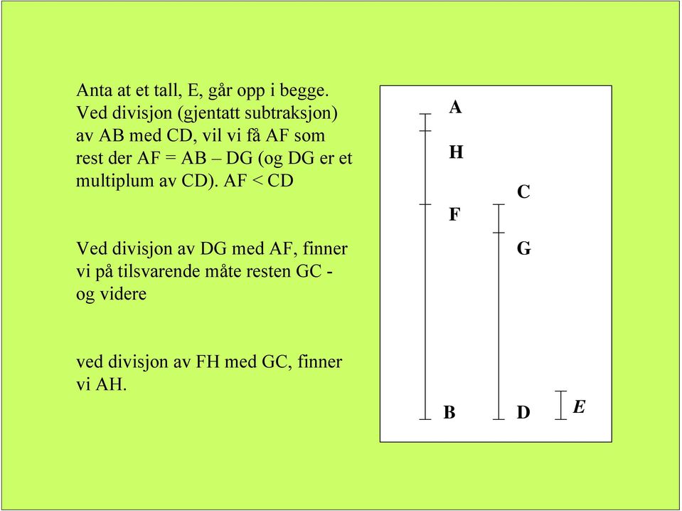 der AF = AB DG (og DG er et multiplum av CD).