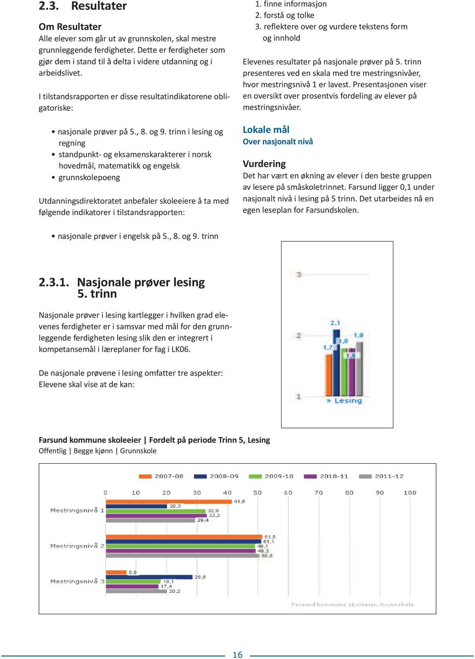 trinn i lesing og regning standpunkt- og eksamenskarakterer i norsk hovedmål, matematikk og engelsk grunnskolepoeng Utdanningsdirektoratet anbefaler skoleeiere å ta med følgende indikatorer i