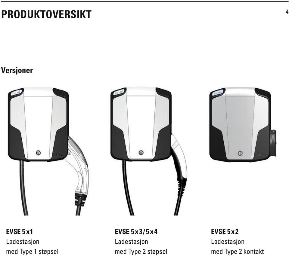 3 / 5 x 4 Ladestasjon med Type 2 støpsel