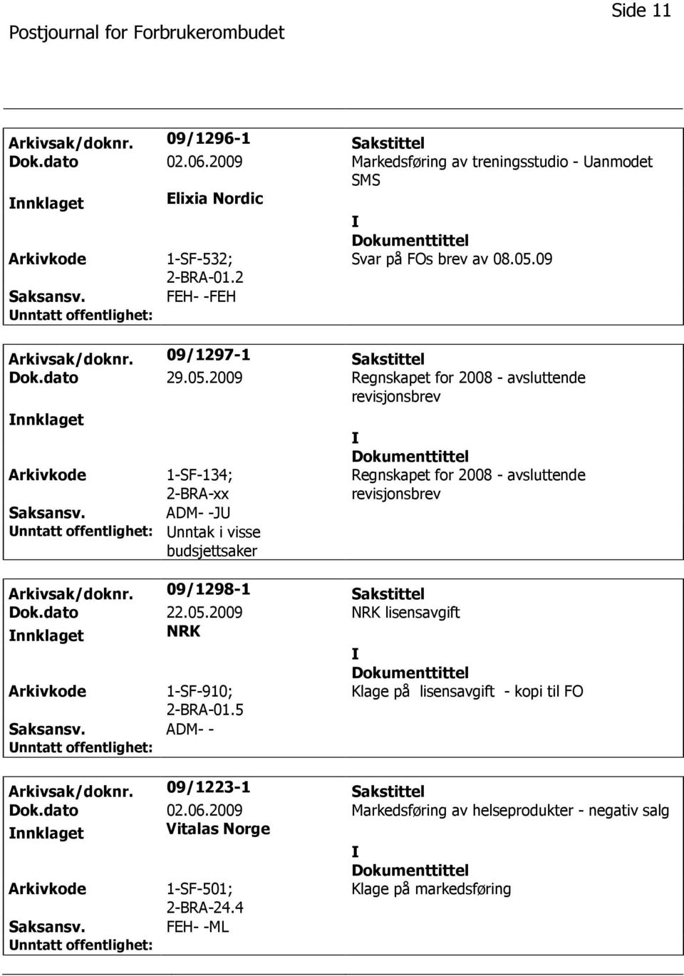 2009 Regnskapet for 2008 - avsluttende revisjonsbrev nnklaget 1-SF-134; 2-BRA-xx ADM- -JU Unntak i visse budsjettsaker Regnskapet for 2008 - avsluttende revisjonsbrev Arkivsak/doknr.