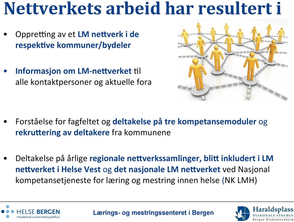 og deltakelse på tre kompetansemoduler og rekru;ering av deltakere fra kommunene Deltakelse på årlige regionale