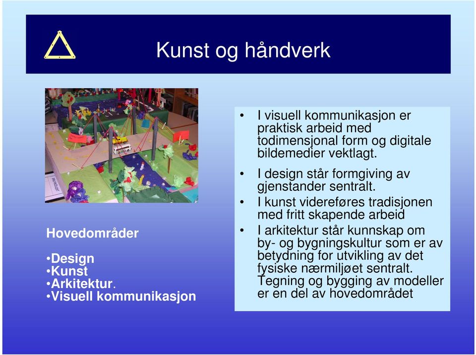 vektlagt. I design står formgiving av gjenstander sentralt.