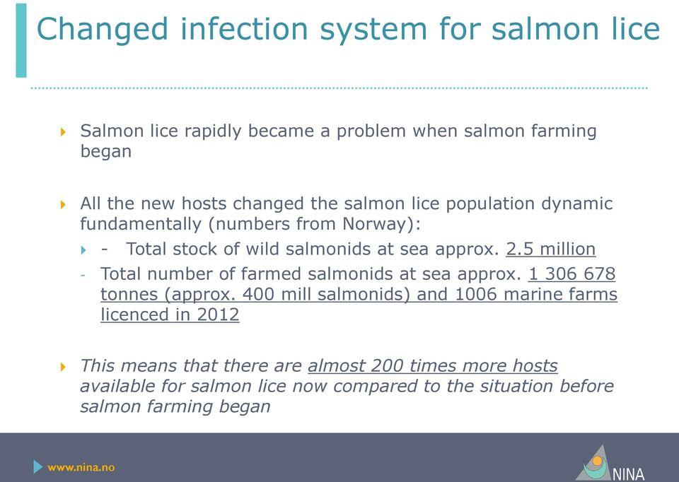 5 million - Total number of farmed salmonids at sea approx. 1 306 678 tonnes (approx.