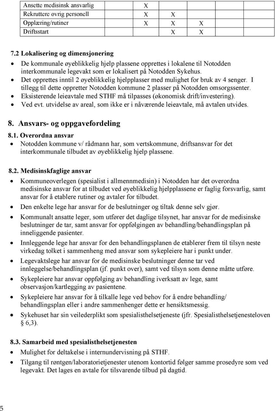 Det opprettes inntil 2 øyeblikkelig hjelpplasser med mulighet for bruk av 4 senger. I tillegg til dette oppretter Notodden kommune 2 plasser på Notodden omsorgssenter.