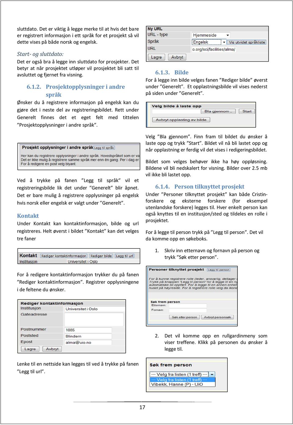 Prosjektopplysninger i andre språk Ønsker du å registrere informasjon på engelsk kan du gjøre det i neste del av registreringsbildet.