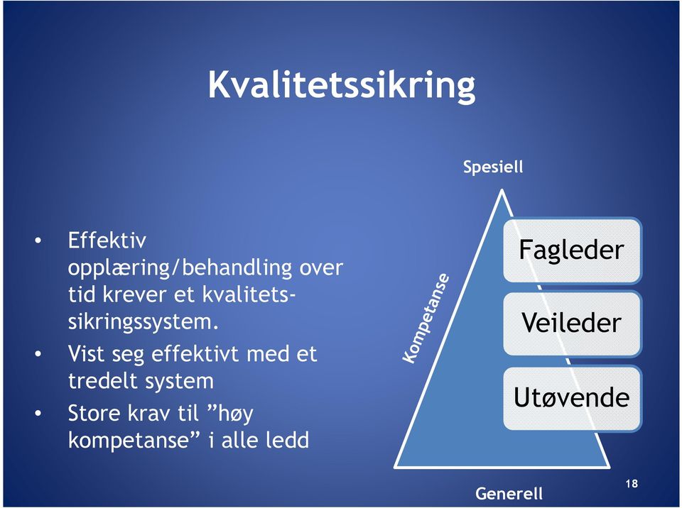 Vist seg effektivt med et tredelt system Store krav til