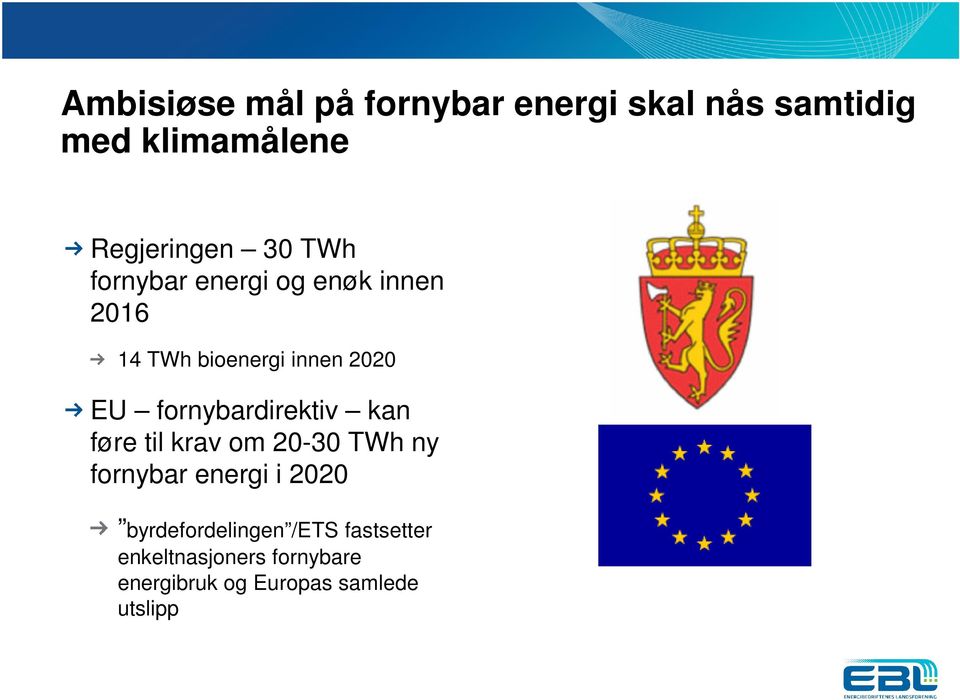fornybardirektiv kan føre til krav om 20-30 TWh ny fornybar energi i 2020