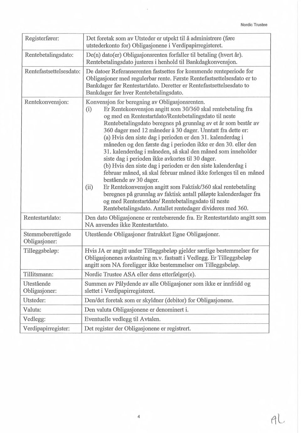 Rentebetalingsdato justeres i henhold til Bankdagkonvensjon. De datoer Referanserenten fastsettes for kommende renteperiode for Obligasjoner med regulerbar rente.