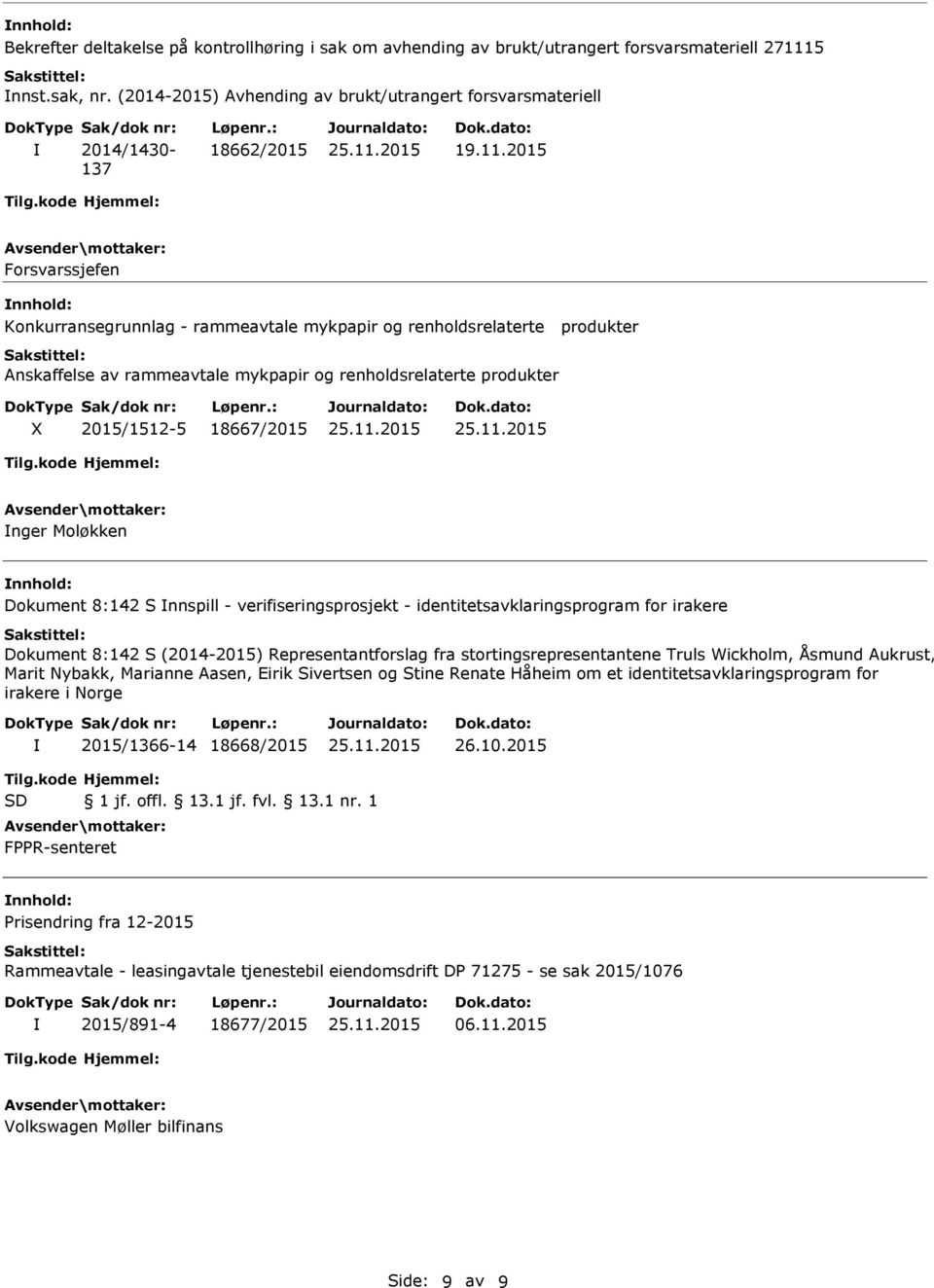 2015 Forsvarssjefen Konkurransegrunnlag - rammeavtale mykpapir og renholdsrelaterte produkter Anskaffelse av rammeavtale mykpapir og renholdsrelaterte produkter 2015/1512-5 18667/2015 nger Moløkken