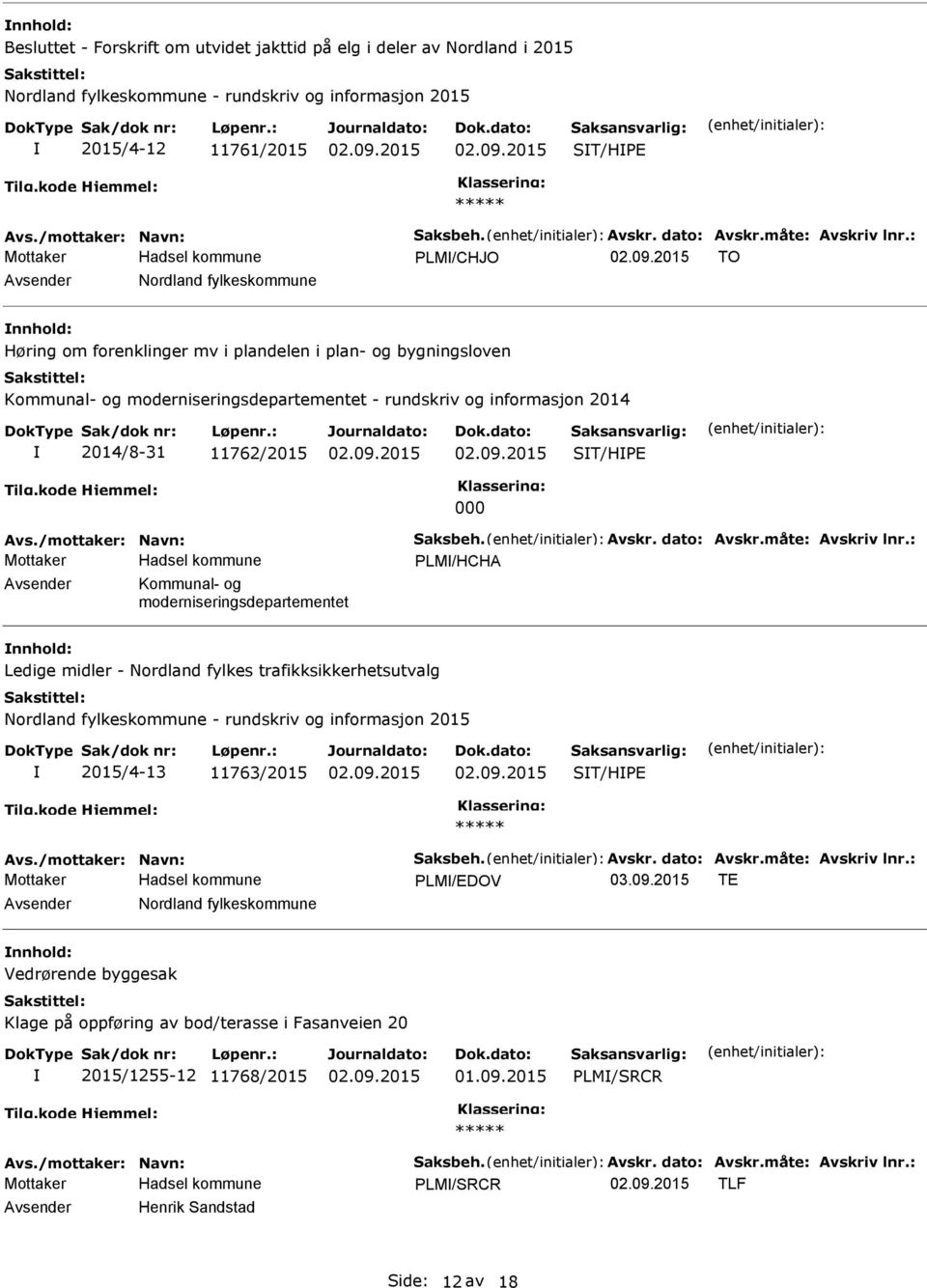 PLM/HCHA Kommunal- og moderniseringsdepartementet Ledige midler - Nordland fylkes trafikksikkerhetsutvalg Nordland fylkeskommune - rundskriv og informasjon 2015 2015/4-13 11763/2015 ST/HPE