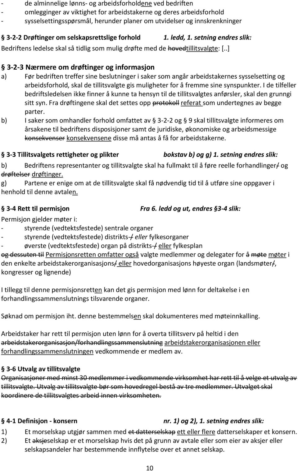 .] 3-2-3 Nærmere om drøftinger og informasjon a) Før bedriften treffer sine beslutninger i saker som angår arbeidstakernes sysselsetting og arbeidsforhold, skal de tillitsvalgte gis muligheter for å