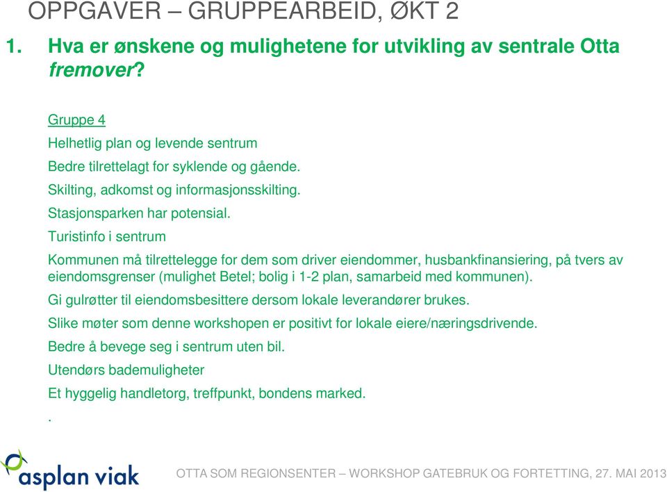 Skilting, adkomst og informasjonsskilting. Stasjonsparken har potensial.