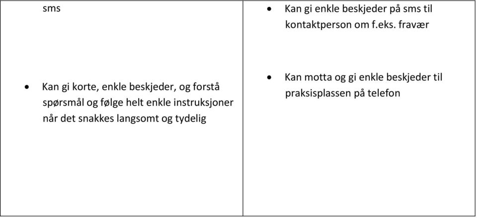 følge helt enkle instruksjoner når det snakkes langsomt og