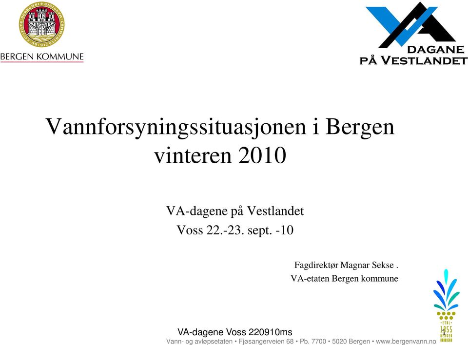 VA-etaten Bergen kommune VA-dagene Voss 220910ms 1 Vann- og