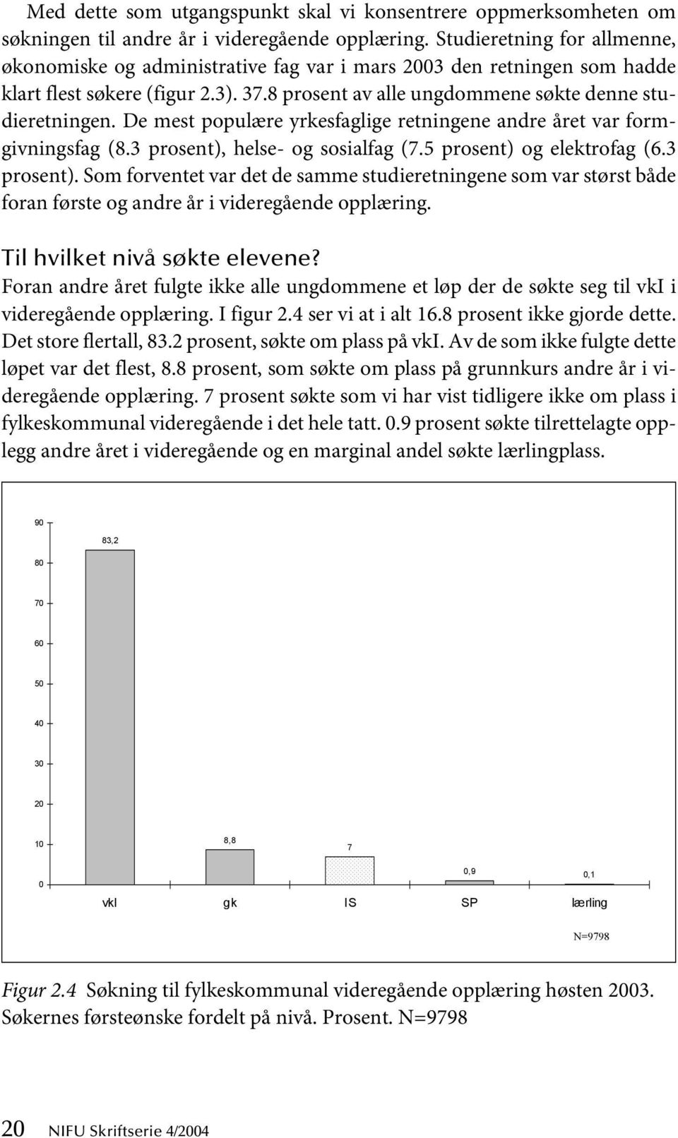 De mest populære yrkesfaglige retningene andre året var formgivningsfag (8.3 prosent),