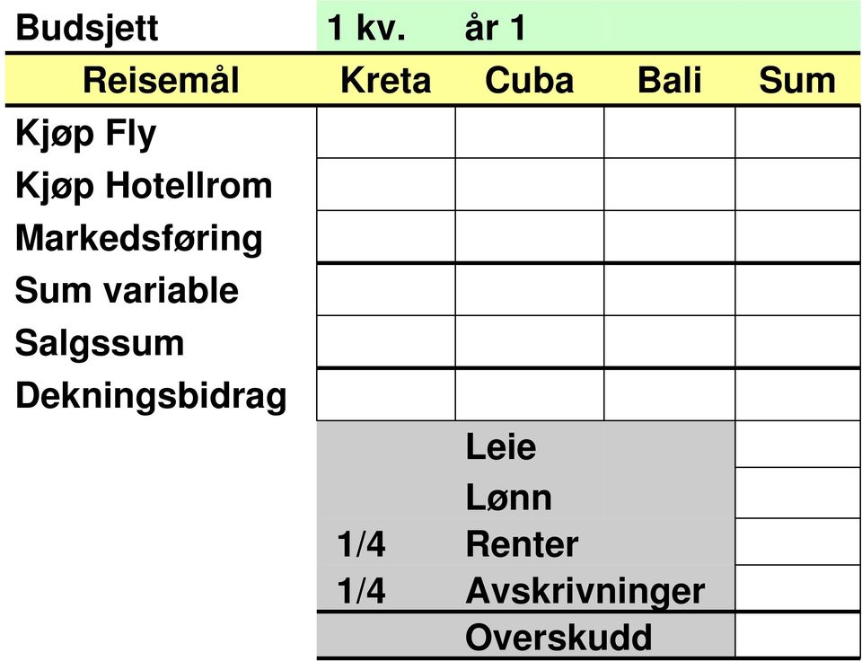 Dekningsbidrag 1 kv.