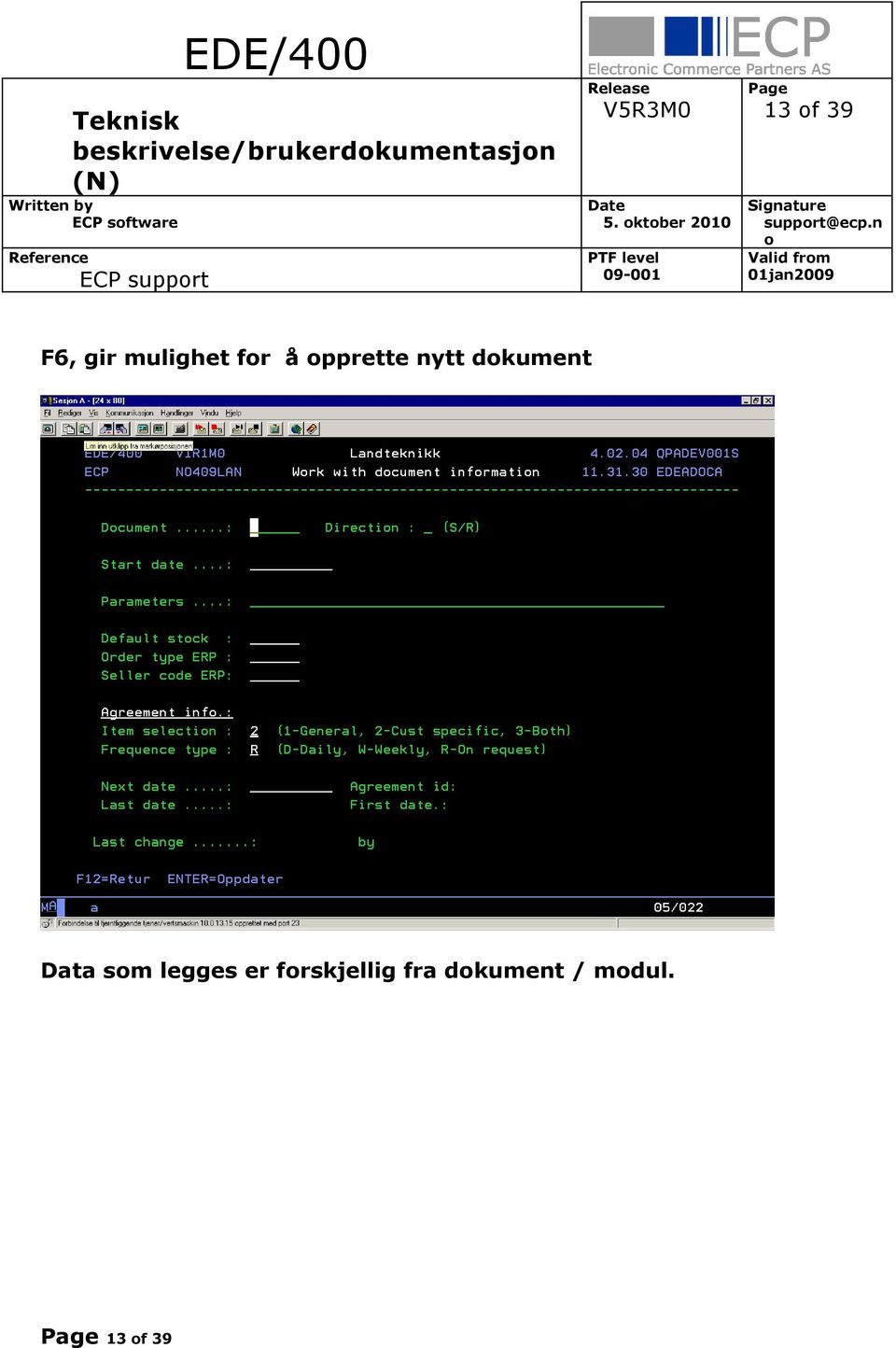 mulighet fr å pprette nytt dkument Data