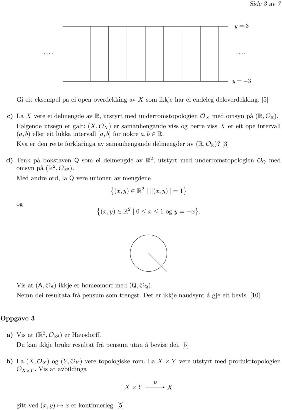 Følgende utsegn er galt: (X, O X ) er samanhengande viss og berre viss X er eit ope intervall (a, b) eller eit lukka intervall [a, b] for nokre a, b R.