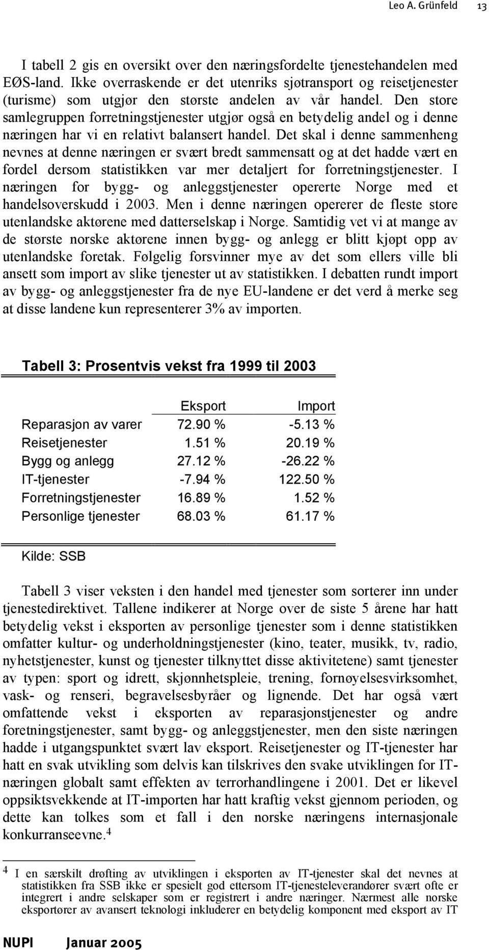 Den store samlegruppen forretningstjenester utgjør også en betydelig andel og i denne næringen har vi en relativt balansert handel.