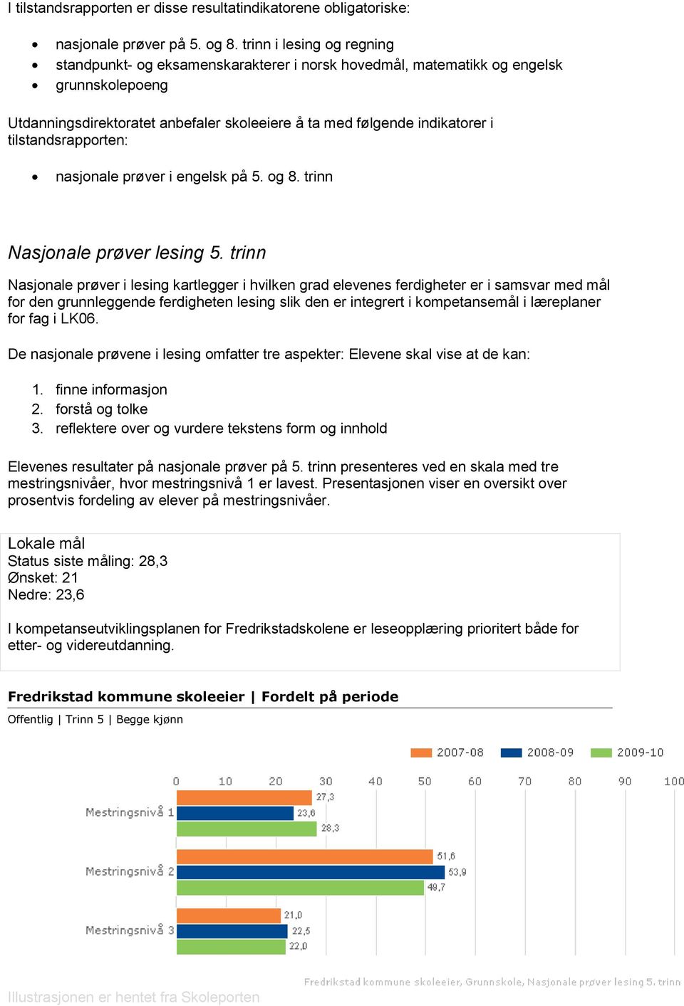 tilstandsrapporten: nasjonale prøver i engelsk på 5. og 8. trinn Nasjonale prøver lesing 5.