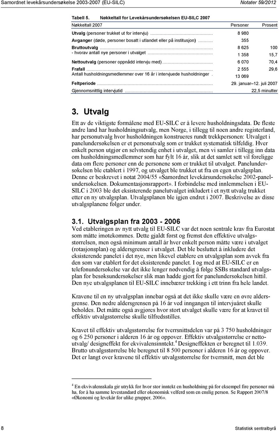 .. 355 Bruttoutvalg... 8 625 100 - hvorav antall nye personer i utvalget... 1 358 15,7 Nettoutvalg (personer oppnådd intervju med)... 6 070 70,4 Frafall.