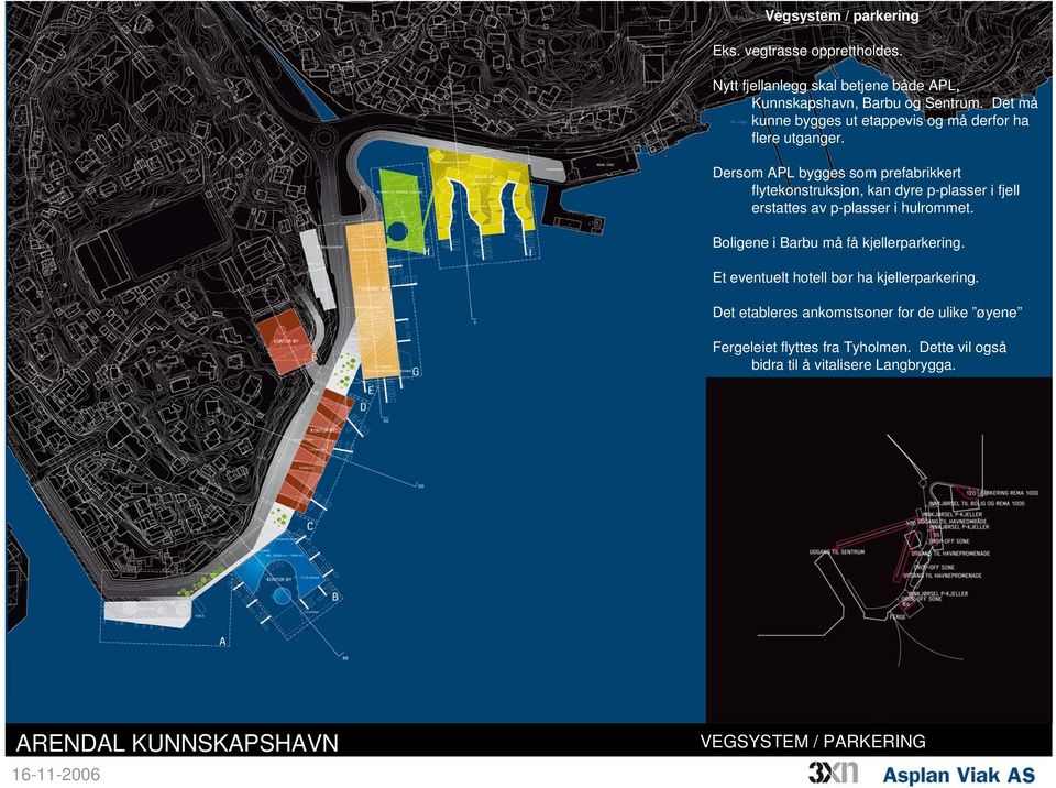 Dersom APL bygges som prefabrikkert flytekonstruksjon, kan dyre p-plasser i fjell erstattes av p-plasser i hulrommet.