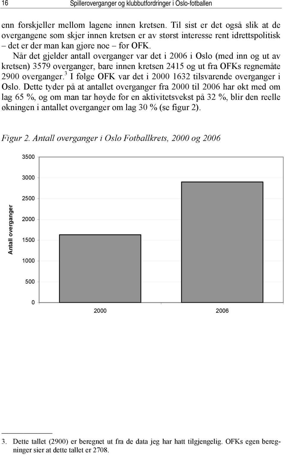 Når det gjelder antall overganger var det i 2006 i Oslo (med inn og ut av kretsen) 3579 overganger, bare innen kretsen 2415 og ut fra OFKs regnemåte 2900 overganger.