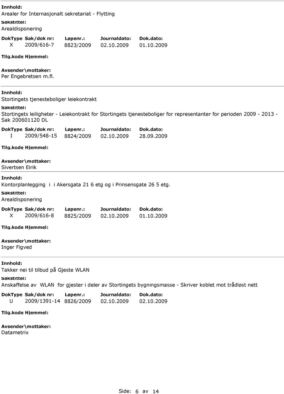 Arealdisponering X 2009/616-8 8825/2009 nger Figved Takker nei til tilbud på Gjeste WLAN Anskaffelse av WLAN for