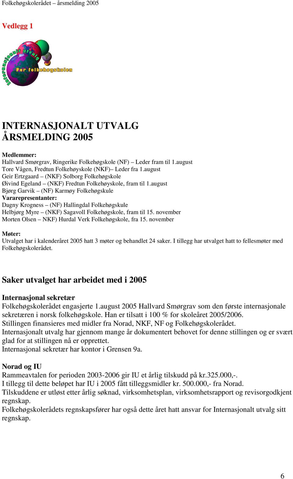 august Bjørg Garvik (NF) Karmøy Folkehøgskule Vararepresentanter: Dagny Krogness (NF) Hallingdal Folkehøgskule Helbjørg Myre (NKF) Sagavoll Folkehøgskole, fram til 15.