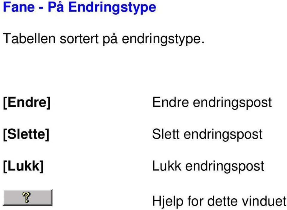 [Endre] [Slette] [Lukk] Endre