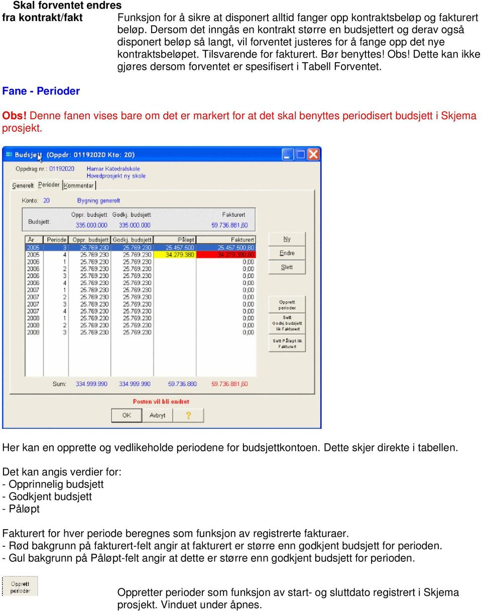 Obs! Dette kan ikke gjøres dersom forventet er spesifisert i Tabell Forventet. Fane - Perioder Obs!