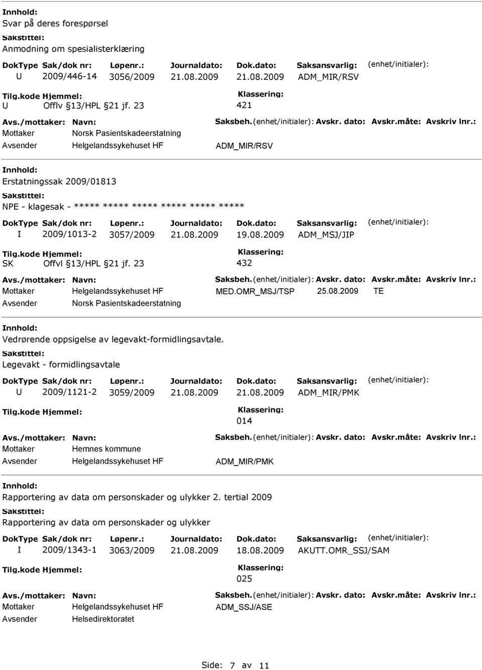 2009 TE Norsk Pasientskadeerstatning Vedrørende oppsigelse av legevakt-formidlingsavtale.