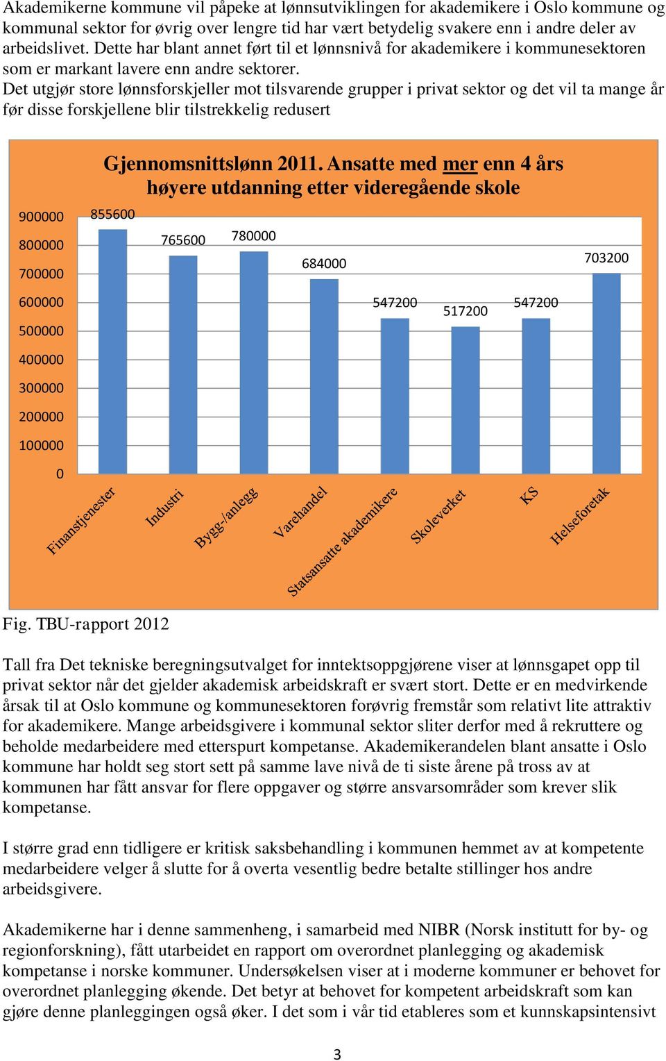 Det utgjør store lønnsforskjeller mot tilsvarende grupper i privat sektor og det vil ta mange år før disse forskjellene blir tilstrekkelig redusert 900000 800000 700000 Gjennomsnittslønn 2011.