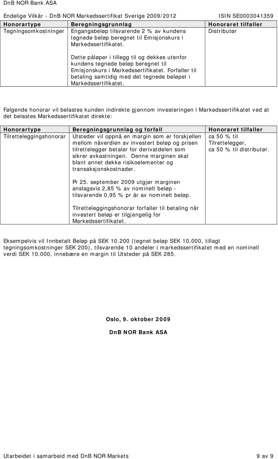 Forfaller til betaling samtidig med det tegnede beløpet i Markedssertifikatet.