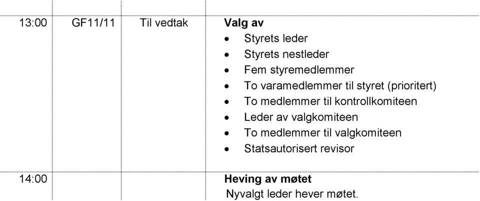 til kontrollkomiteen Leder av valgkomiteen To medlemmer til