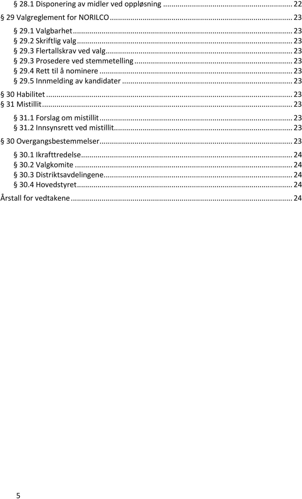 .. 23 31 Mistillit... 23 31.1 Forslag om mistillit... 23 31.2 Innsynsrett ved mistillit... 23 30 Overgangsbestemmelser... 23 30.1 Ikrafttredelse.