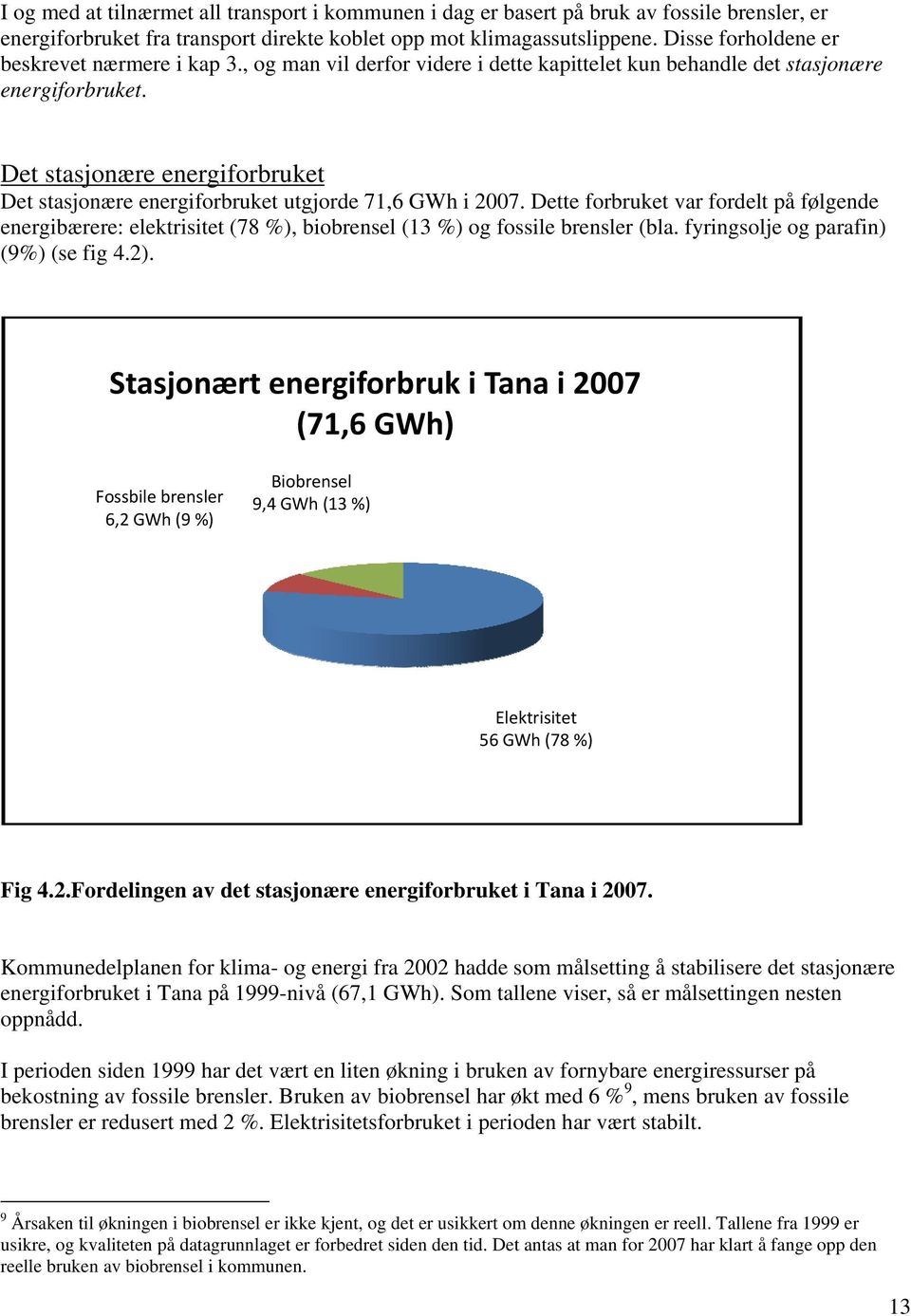 Det stasjonære energiforbruket Det stasjonære energiforbruket utgjorde 71,6 GWh i 2007.
