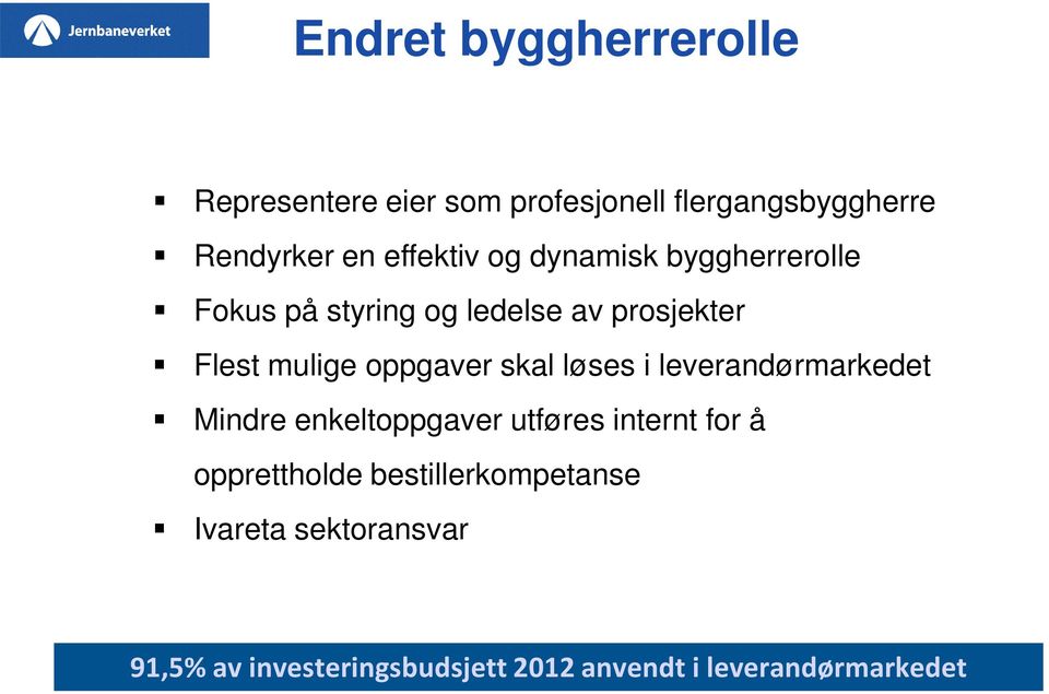 oppgaver skal løses i leverandørmarkedet Mindre enkeltoppgaver utføres internt for å