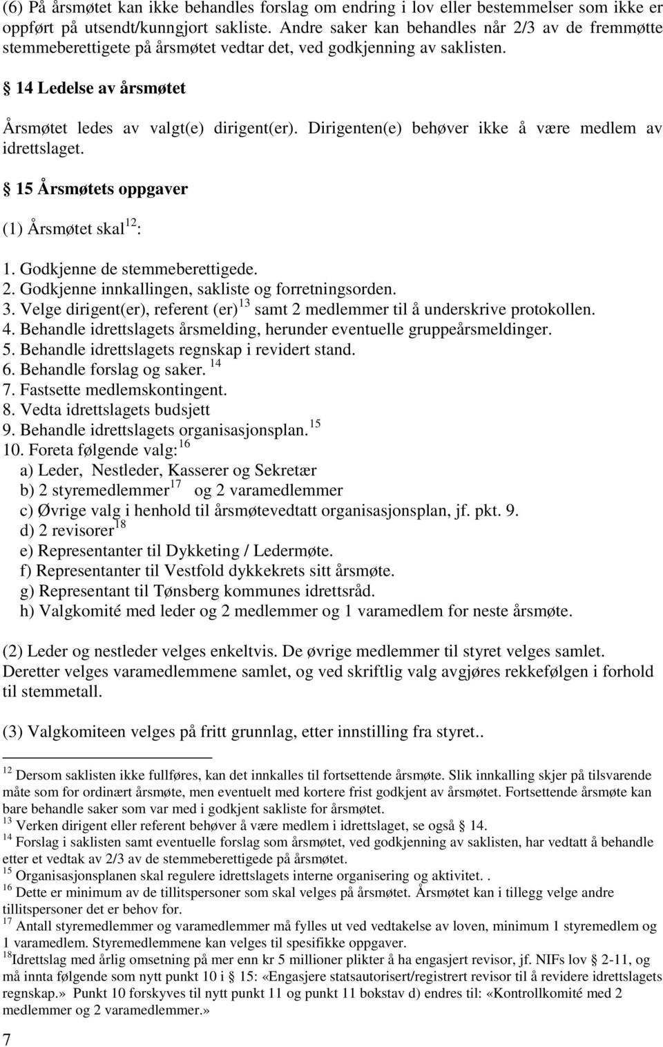 Dirigenten(e) behøver ikke å være medlem av idrettslaget. 15 Årsmøtets oppgaver (1) Årsmøtet skal 12 : 1. Godkjenne de stemmeberettigede. 2. Godkjenne innkallingen, sakliste og forretningsorden. 3.