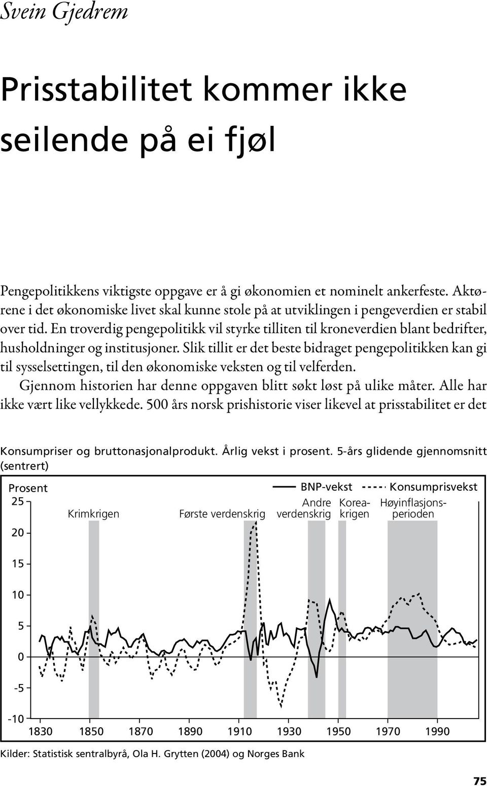 En troverdig pengepolitikk vil styrke tilliten til kroneverdien blant bedrifter, husholdninger og institusjoner.