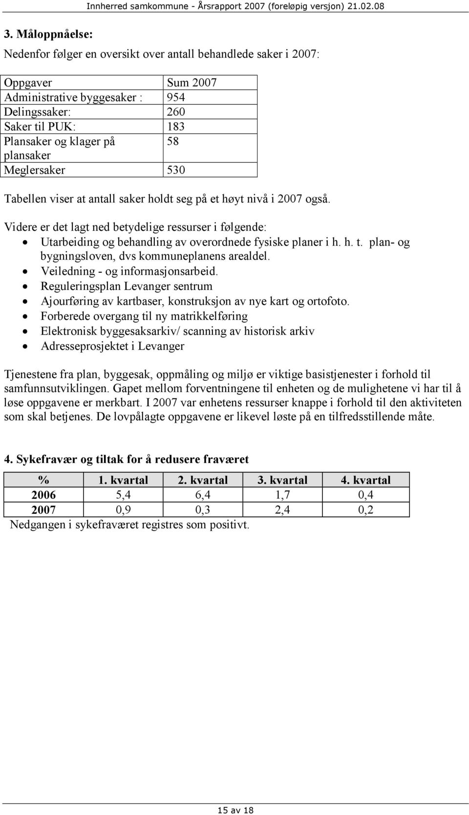 Videre er det lagt ned betydelige ressurser i følgende: Utarbeiding og behandling av overordnede fysiske planer i h. h. t. plan- og bygningsloven, dvs kommuneplanens arealdel.