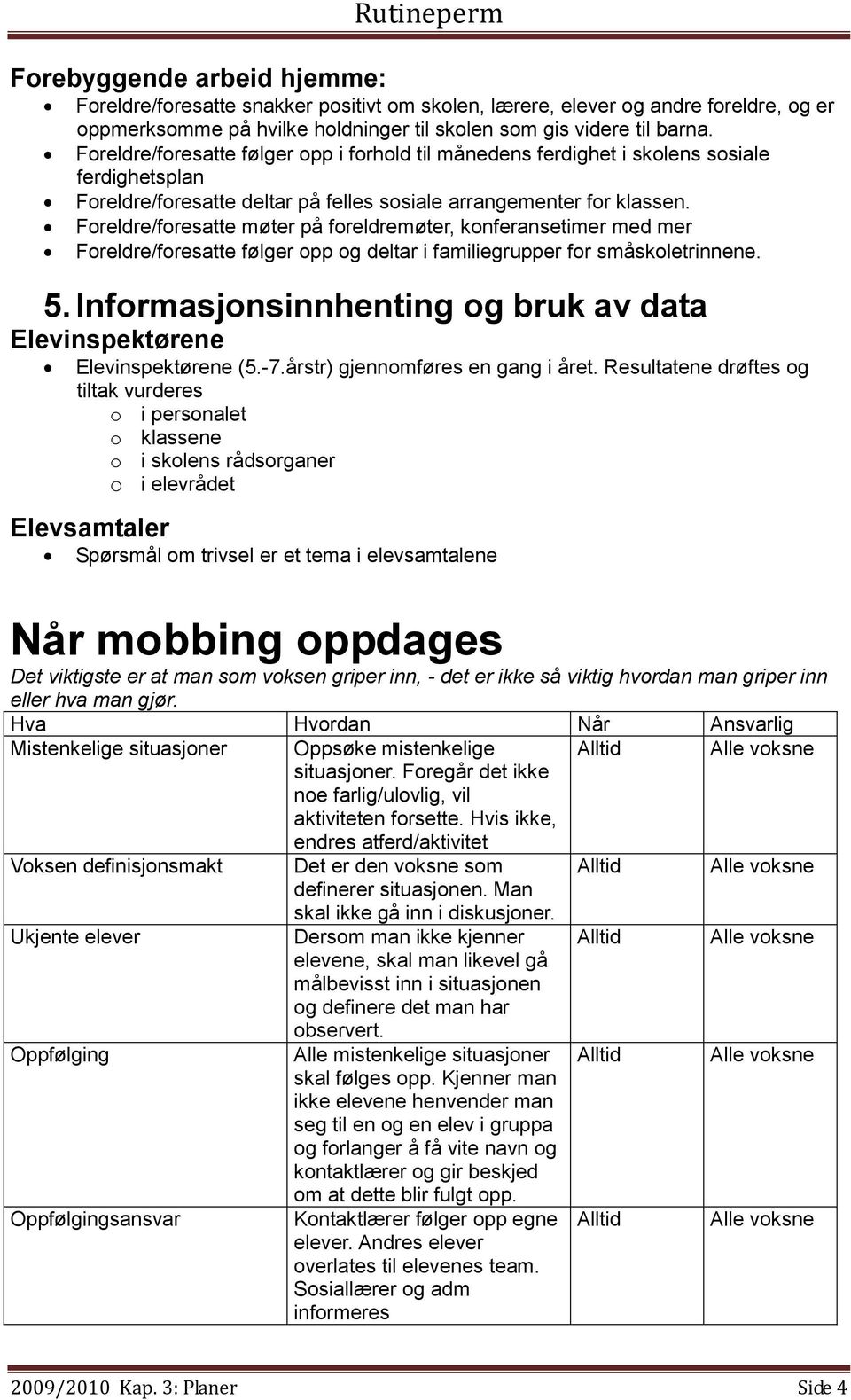 Foreldre/foresatte møter på foreldremøter, konferansetimer med mer Foreldre/foresatte følger opp og deltar i familiegrupper for småskoletrinnene. 5.