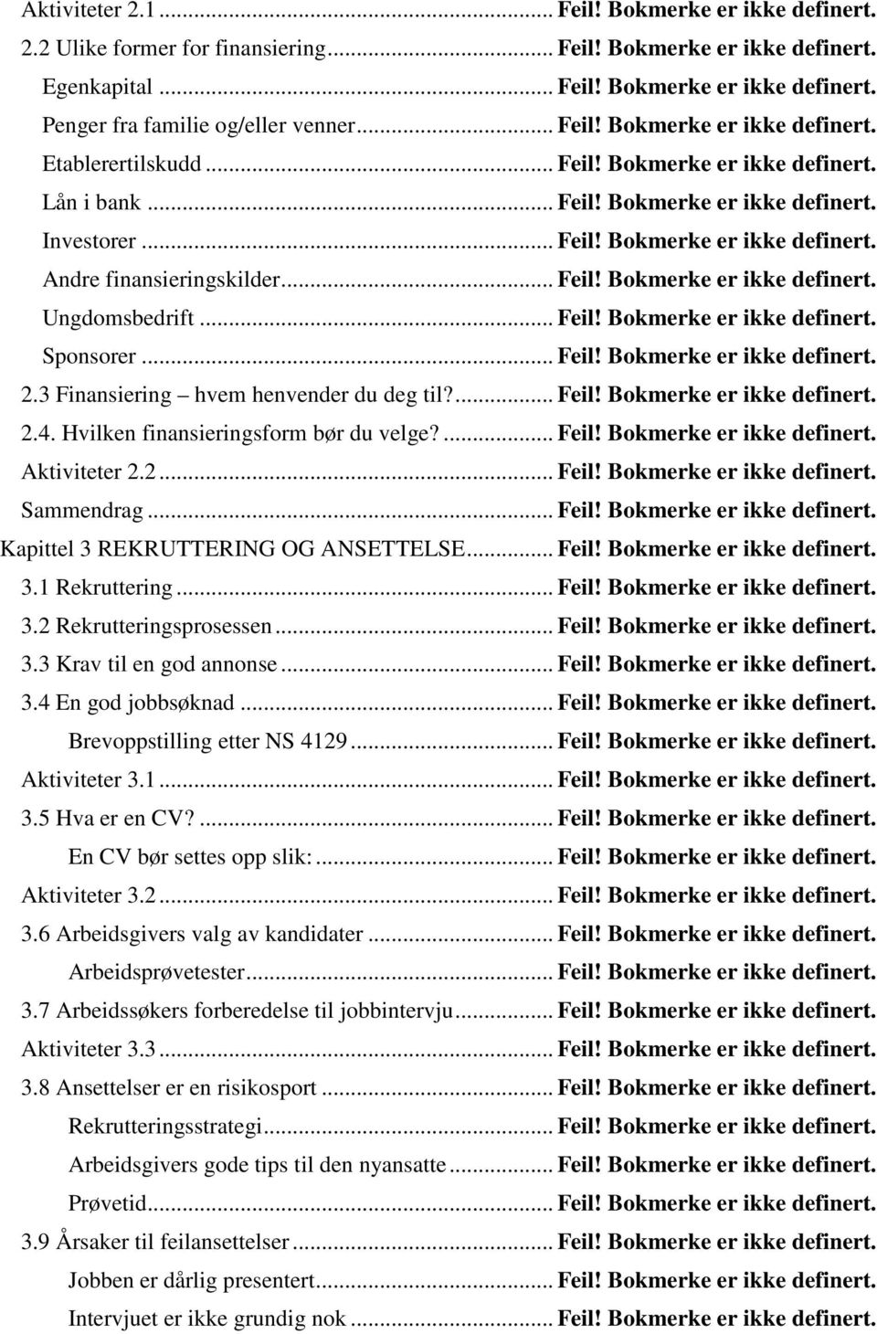 .. Feil! Bokmerke er ikke definert. Ungdomsbedrift... Feil! Bokmerke er ikke definert. Sponsorer... Feil! Bokmerke er ikke definert. 2.3 Finansiering hvem henvender du deg til?... Feil! Bokmerke er ikke definert. 2.4.