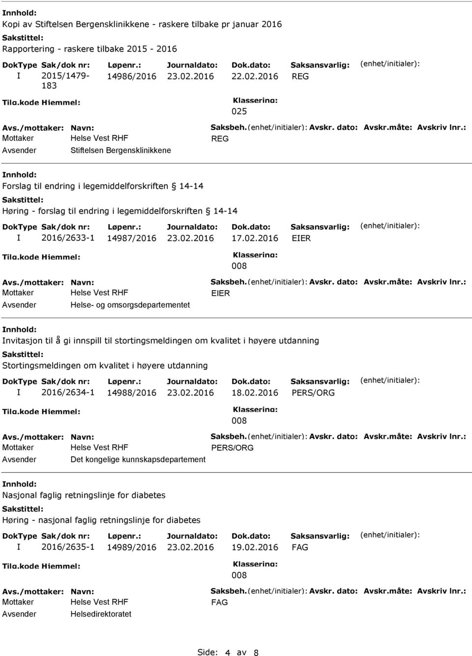 REG Stiftelsen Bergensklinikkene Forslag til endring i legemiddelforskriften 14-14 Høring - forslag til endring i legemiddelforskriften 14-14 2016/2633-1 14987/2016 17.02.