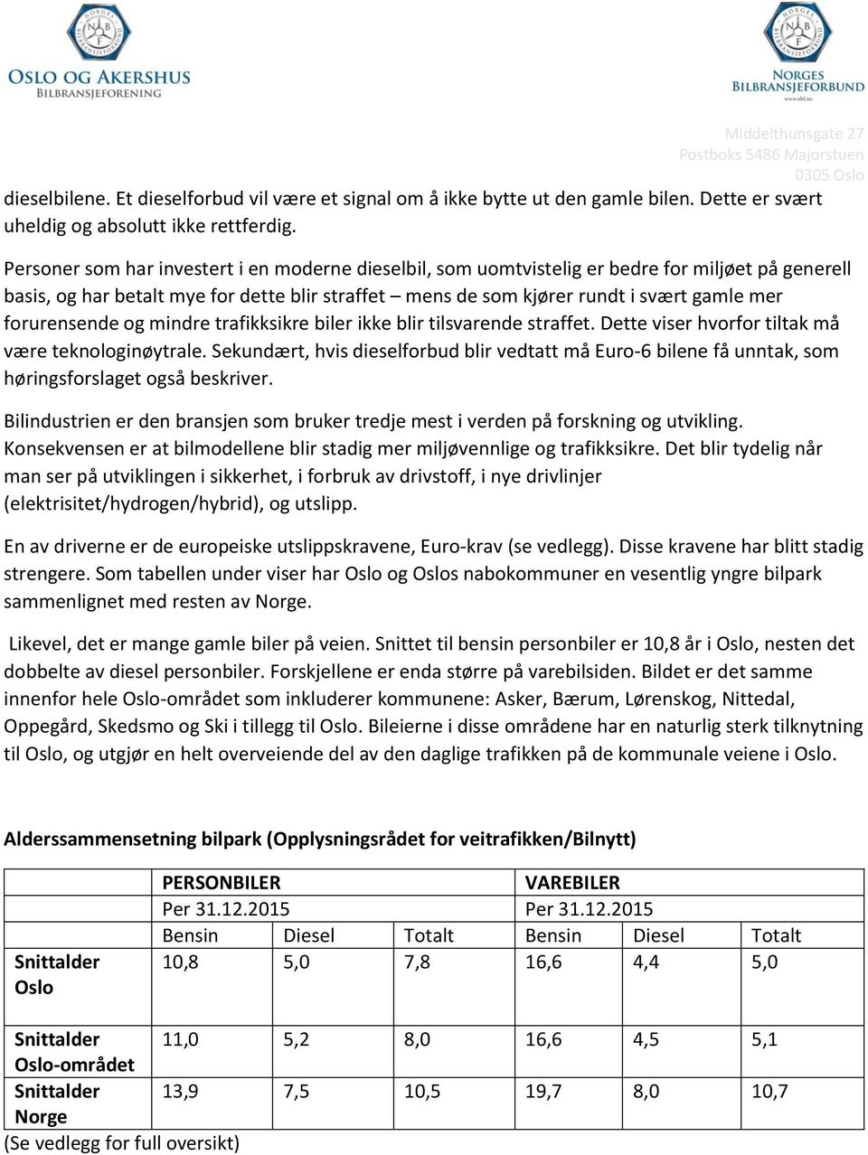 forurensende og mindre trafikksikre biler ikke blir tilsvarende straffet. Dette viser hvorfor tiltak må være teknologinøytrale.