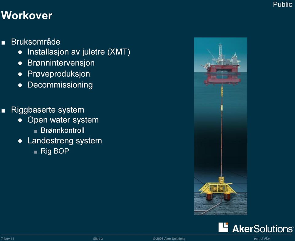 Decommissioning Riggbaserte system Open water