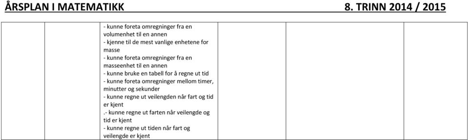 sekunder - kunne regne ut veilengden når fart og tid er kjent.